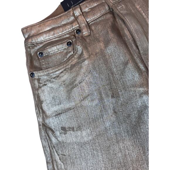 Ralph Lauren High-Rise Straight Ankle Jean Metallic Gold Holiday 6P NWT Blk Lbl - Picture 7 of 8